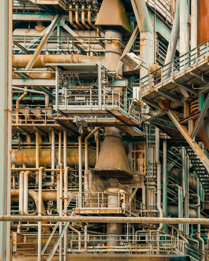 Fire-damaged industrial machinery before recovery